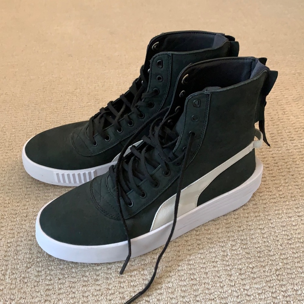 Puma XO Black and White High-Top Athletic Shoes